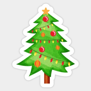 Cute Comic Christmas Tree Illustration Sticker